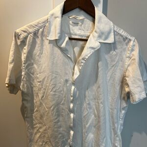 Suitsupply White Camp Collar Shirt Italian Fabric